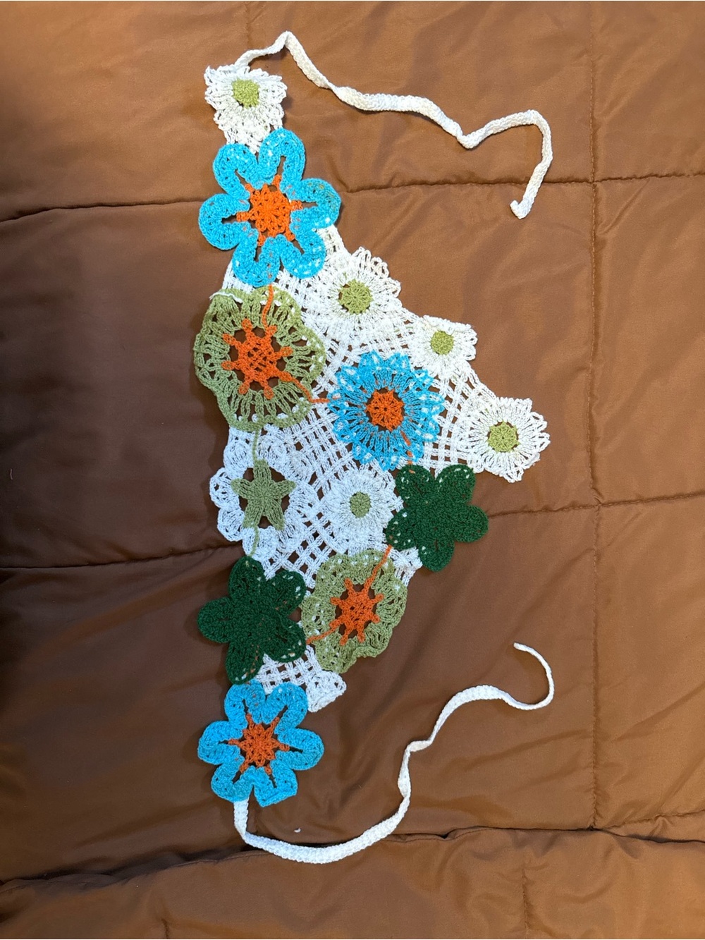 Shein crochet bandanna with multicolored floral appliqués